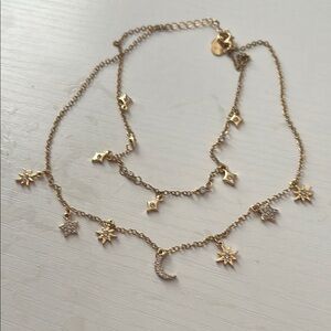 Gold Star and Moon Charm Necklace
